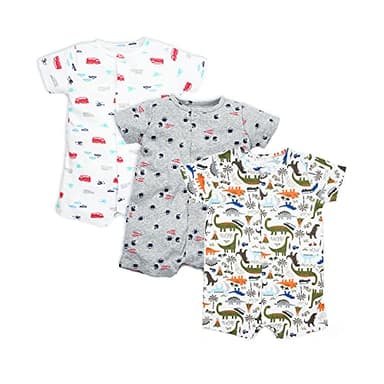 Minicoco 3-Pack 100% Cotton Baby Boy Rompers,0-24Months Short Sleeve Toddler Romper,Breathable Spring/Summer Clothes - Image 1