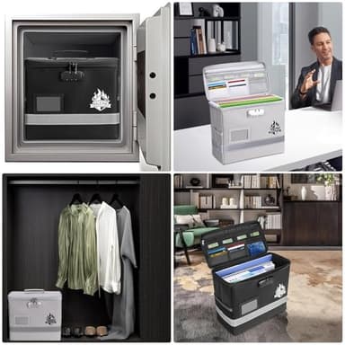 BALEINE Fireproof Document Box with Lock, Portable Fireproof Document Bag Waterproof Fire Proof File Boxes for Documents, File Organizer Box for Important Paperwork (Silver, 12.5''x10.5''x6'') - Image 8
