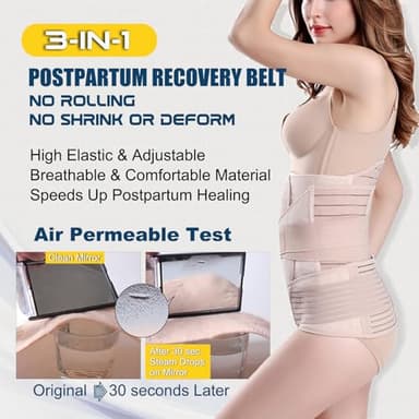 ChongErfei 3 in 1 Postpartum Support - Recovery Belly/waist/pelvis Belt Shapewear Slimming Girdle, Beige, L For Posture Correction - Image 4