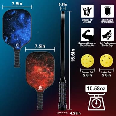 DULCE DOM Pickleball Paddles, USAPA Approved Set with 4 Premium Wood Balls and Bag, Rackets Gifts for Beginners & Pros, Women Men - Image 4