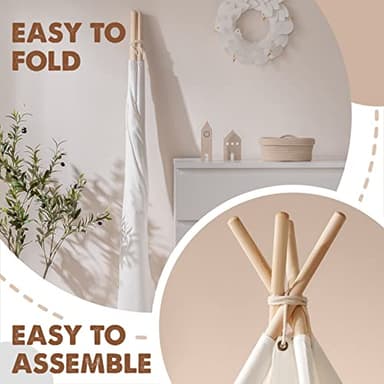 Tiny Land Teepee Tent for Kids – 100% Cotton Play Tent with Padded Mat & Star Lights, Foldable with Carry Bag, Indoor Play Tent for Girls & Boys - Image 5