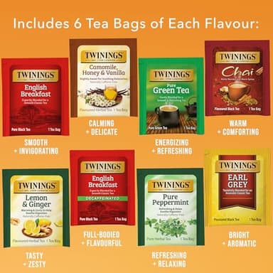 Twinings Tea Classics Collection Gift Box Variety Sampler, 48 Tea Bags (Pack of 1), Enjoy Hot or Iced, Includes Black, Herbal, Green, & Chai Teas - Image 5