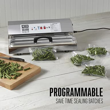 Weston Brands Vacuum Sealer Machine for Food Preservation & Sous Vide, Extra-Wide Bar for Sealing Bags up to 15" Wide, 935 Watts, Commercial Grade Pro 3000, Programmable LED Controls, Stainless Steel - Image 3