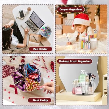 Absonic Acrylic Pen Holder Pencil Organizer, 360-Degree Rotating Pencil Holder, Crayon Organizers for Kids Marker Organizer Caddy Art Supply Kids Desk Organizers for Office Home School - Image 5