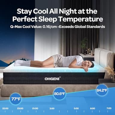 OhGeni 12 Inch Queen Size Mattress, Cooling Gel Memory Foam Bed Mattresses in a Box, Cool Touch Surface, Medium Feel, Ergonomic Support, Pressure Relief, CertiPUR-US Certified Foam, Designed in USA - Image 3