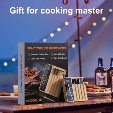 Smart Wireless Meat Thermometer 4 Probes, Bluetooth Food Thermometer, Remote Tracking and Real-Time Readings from Apps, for iOS and Android, for BBQ, Grill, Smoker, Nigogor Heat-Resistant Probes - Image 8