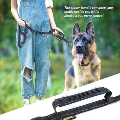 AUBELL Tactical Dog Leash Heavy Duty,4-6ft Reflective Strong No Pull Bungee Leash for Medium Large Dogs with Comfortable Padded Double Handle,Car Seat Belt,360 Degree Rotating Carabiner,Black - Image 7