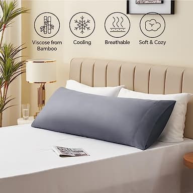 BEDELITE Body Pillow Cover, Rayon Made from Bamboo, Cooling Body Pillow Pillowcase for Hot Sleepers and Night Sweats, Breathable & Silky Soft Full Long Pillow Case Cover (Grey, 20x54 Inches) - Image 5