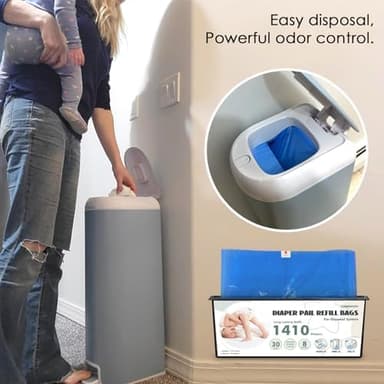 Diaper Pail Refill Bags - Compatible with Genie Easy Roll Signature & Platinum Pails | Each 30 Bags Holds Up to 1410 Newborn Diapers | 7-Layer OdorLock Technology | 2 Pack(60 Bags - Image 5