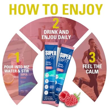Superempty Powdered Drink Mix Calm,Adaptogenic Drink Mix Calm, Raspberry Lemonade Drink Calm,L-Theanine, Ashwagandha, Magnesium Glycinate, Vitamin - Image 6