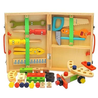 KIDWILL Tool Kit for Kids, 36-Piece Wooden Toddler Tools Set Includes Tool Box, Montessori Educational Stem Construction Toys for 2 3 4 5 6 Year Old Boys Girls, Best Birthday Gift for Kids - Image 4