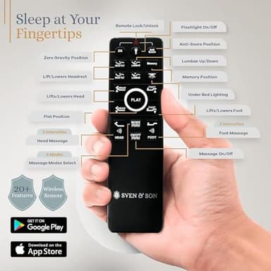 Sven & Son Bliss Adjustable Bed Base-Frame Only, Head and Foot Lift, Lumbar Support, Head-Pillow-Tilt, Massage, Under-Bed Lights, USB, Memory Positions, Zero Gravity - King - Image 5