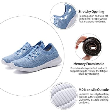 TIOSEBON Women's Lightweight Casual Walking Athletic Shoes Breathable Running Slip-On Sneakers for Jogging Workout Soft Shoes US 8.5 Light Blue - Image 6