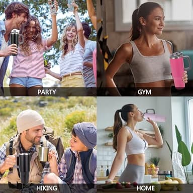 40 oz Insulated Tumbler with Handle, Stainless Steel Straw and silicone sleeves, Leakproof Travel Mug for Water, Iced Tea or Coffee, Insulated Cup Gifts for Women & Men, Strawberry Red - Image 7