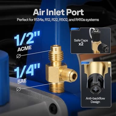 VIVOHOME 110V 1/3 HP 4CFM Single Stage Rotary Vane Air Vacuum Pump and R134a AC Manifold Gauge Set Kit with Leak Detector Carry Bag for HVAC Air Conditioning Refrigeration Recharging ETL Listed - Image 3