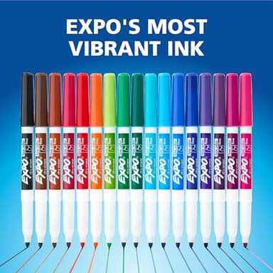 EXPO Low Odor Dry Erase Markers Fine Tip Assorted Colors 12 Count - Image 7