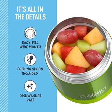 THERMOS FUNTAINER Insulated Food Jar, 10 Ounce, Kid Friendly Food Jar with Foldable Spoon, Lime - Image 4