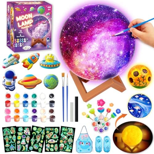 Goody King Paint Your Own Moon Lamp Kit, DIY 3D Space Moon Night Light, Crafts for Teens Girls Boys, Arts & Crafts for Kids Ages 8-12, Art Supplies Christmas Craft Birthday Gift for Kids Ages 3+ - Image 1