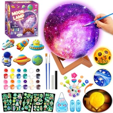 Goody King Paint Your Own Moon Lamp Kit, DIY 3D Space Moon Night Light, Crafts for Teens Girls Boys, Arts & Crafts for Kids Ages 8-12, Art Supplies Christmas Craft Birthday Gift for Kids Ages 3+ - Image 1