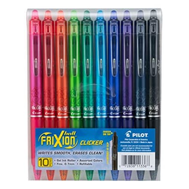 Pilot, FriXion Clicker Erasable Gel Pens, Fine Point 0.7 mm, Pack of 10, Assorted Colors - Image 1