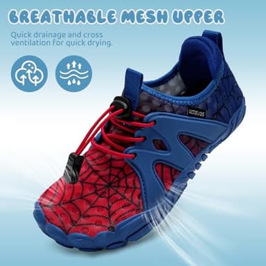 WateLves Toddler/Little/Big/Kid Water Shoes Wide Barefoot Aqua Athletic Sneakers Girls Boys Hiking Beach Swim Fast Dry Shoes Built-in Heel Grips (Red Blue, 37) - Image 2