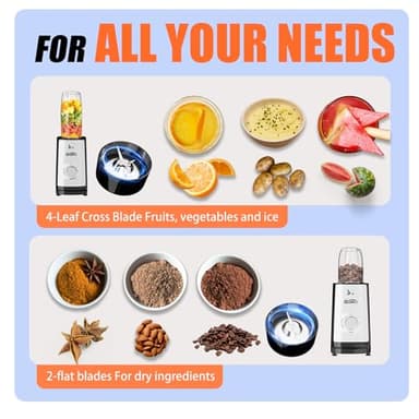 Smoothie Blender, Personal Blender for Shakes and Smoothies,12Pcs Coffee Grinder and Countertop Blenders Combo for Kitchen, Portable Smoothie Blenders with 10oz/17oz x2/23oz Cups (BLACK) (black2) - Image 6