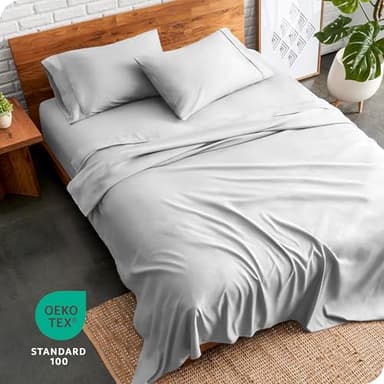 Bare Home Queen Sheet Set - Luxury 1800 Ultra-Soft Microfiber - Double Brushed - Deep Pockets - Easy Fit - 4 Piece Set - Bedding Sheets & Pillowcases (Queen, Cloud Grey) - Image 7