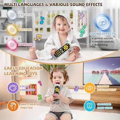 KIRALUMI Baby Remote Control Toy with Monkeys Silicone Cover - Educational Musical Baby Toddler Toys with Realistic Play, Lights, and Sounds - 6, 9, 12, 18 Month Boys Girls Toys Gift - Image 5