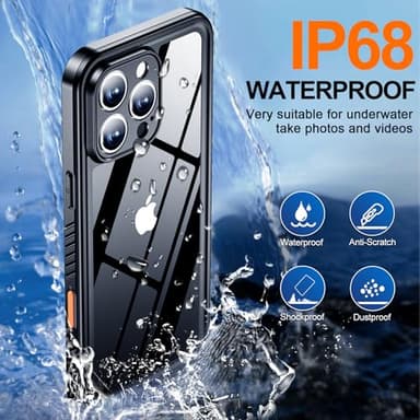 MOZOTER for iPhone 16 Pro Case Waterproof,[IPX8 Underwater Case][Full Body Shockproof & Military Dropproof] Clear Sound Quality Built-in Screen Protector for iPhone 16 Pro 6.3 inch-Black - Image 3