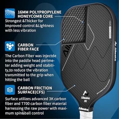 Pickleball Paddles, USAPA Approved, 3k Friction Surface Carbon Fiber Pickleball Paddle, Durable &Lightweight Pickleball Rackets for Adults - Image 4