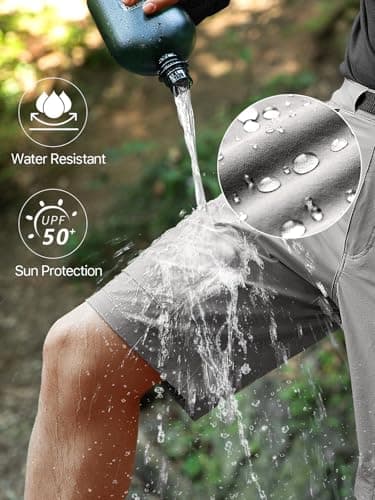 FREE SOLDIER Men's Cargo Hiking Shorts with Belt Lightweight Quick Dry Tactical Shorts with Pockets for Casual Work Golf (Gray 38W12L) - Image 4