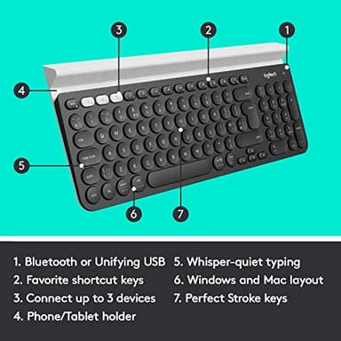 Logitech K780 Multi-Device Wireless Keyboard for Computer, Phone and Tablet – FLOW Cross-Computer Control Compatible - Speckles, White - Image 6