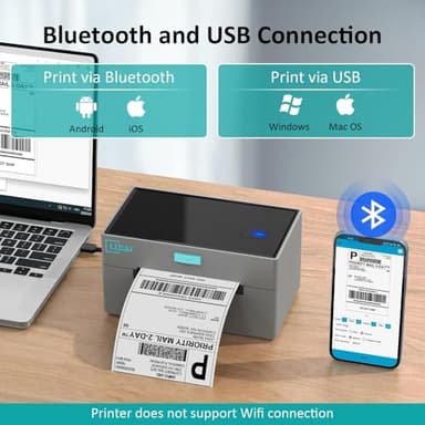LIIUU Thermal Shipping Label Printer Bluetooth, 4x6 Label Printer for Shipping Packages, Support iOS, iPhone, iPad, Android, Mac, Windows, Widely Used for Amazon, UPS, USPS, Ebay, Etsy - Image 3
