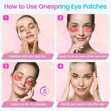 Onespring Under Eye Patches (24 Pairs) - Eye Gel Pads for Wrinkles, Puffy Eyes, Dark Circles, Eye Bags, Natural Collagen Eye Gels Pads, Under Eye Mask Patches for Refreshing, Revitalizing - Image 6