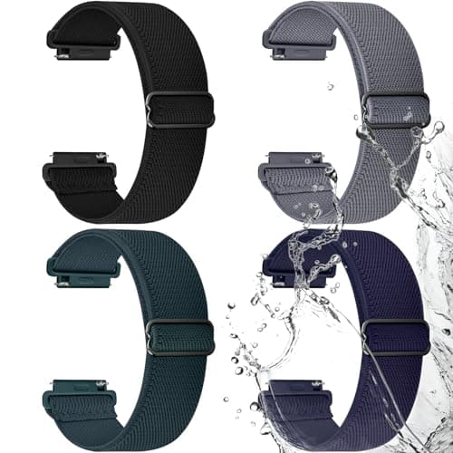 Fullmosa Water-resistant Quick Release Watch Bands 18mm 20mm 22mm 4 Pack Nylon Elastic Braided Watch Straps, Soft Adjustable Solo Loop Wristband for Women Men 20mm Black/Deep Grey/Dark Green/Midnight Blue - Image 1