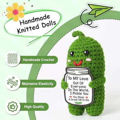 I Love You Gifts for Her Him, Birthday Christmas Gifts for Boyfriend Girlfriend, Wife, Husband, Couple, Romantic Gifts Anniversary Gifts for Women Men, Valentine's Day Gifts Handmade Crochet Pickle - Image 3