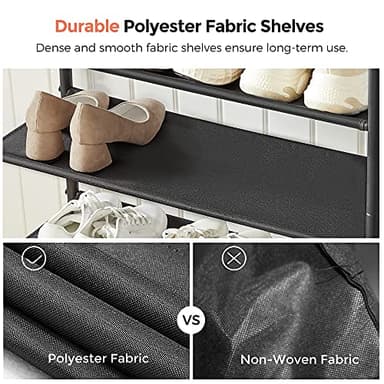 VASAGLE Shoe Rack, 4-Tier Shoe Storage Organizer for Entryway and Closet, Holds 9-12 Pairs of Shoes, 3 Fabric Shelves, Steel Frame, Industrial, Rustic Brown and Black ULBS035B01 - Image 6