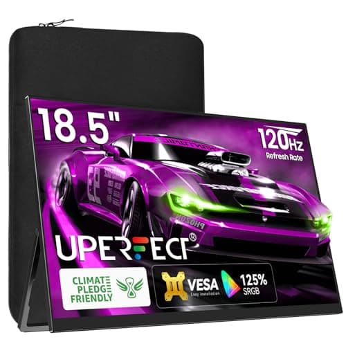 UPERFECT Portable Monitor 18.5 inch 120HZ 125% sRGB 1080P w/VESA & Stand, Large Portable Monitor FreeSync IPS HDR Gaming Display, HDMI USB C Travel Second Screen for Laptop MacBook