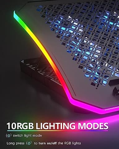 KeiBn Upgraded Gaming Laptop Cooler Pad with 9 Quiet RGB Fans, Cooling Pad for 15.6-17.3 Inch Laptops with 7 Height Stands, 2 USB Ports, Phone Stand-Blue - Image 5