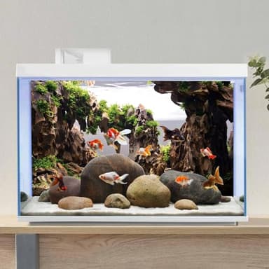 AWERT 24x12 inches Viewing Stone Fish Tank Background Aquatic Plant River Bed & Lake Aquarium Background Seaweed Aquarium Vinyl Background - Image 4