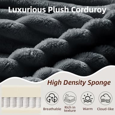 134 Inch Cloud Sectional Couch for Living Room,Corduroy Boneless Couches with Cup Holder,Modern Modular Sectional Sofa with Deep Seat,No Assembly Required (Dark Gray, U-Shaped Sofa) - Image 3