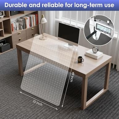 Kuyal Office Chair Mat for Carpet, 32x49 Clear Heavy Duty Computer Chair Mat, Under Desk Protector Carpeted Floors Mat, Easy Chair Movement,Ship Flat - Image 2