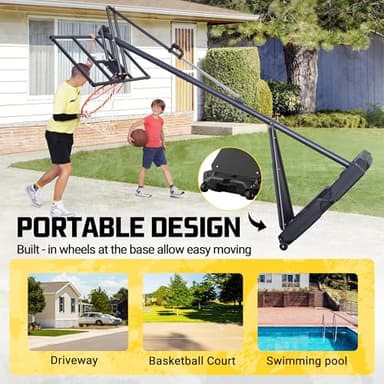 Aimking Basketball Hoop Outdoor System with 44 Inch Backboard, 4.8FT-10FT Height Adjustable Basketball Goal System for Youth/Teens/Adults Indoor Outdoor Pool - Image 6