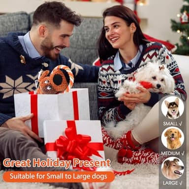 Plush Dog Toys with Rope, Squeaker & Crinkle Paper – Interactive Squeaky Chew Toy for Large Dogs & Puppies – Tough Pet Toy for Tug of War, Fetch & Dental Exercise - Image 7