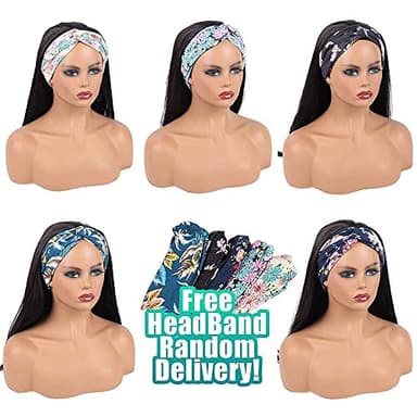 TNICE Headband Wig Human Hair Straight 22 Inch Headband Wigs for Black Women Glueless None Lace Front Human Hair Wigs Brazilian Virgin Hair Machine Made Headband Wigs 150% Density Natural Color - Image 6