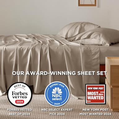 Bedsure GentleSoft King Size Sheets Set, Cooling Sheets for Hot Sleepers, Rayon Derived from Bamboo, Breathable & Soft, Deep Pocket Up to 16 Inches, Hotel Luxury Silky Bedding, Simply Taupe - Image 2