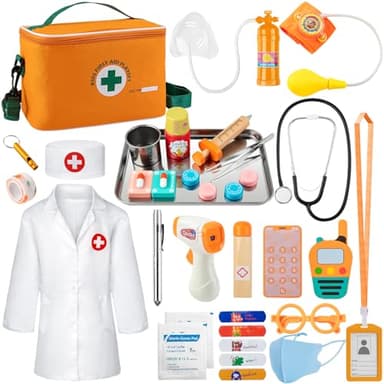EFO SHM Doctor Kit for Kids, 34 Pcs Kids Doctor Playset kit for Toddlers 3-5 with Medical Storage Bag & Real Stethoscope, for Boys and Girls Fun Role Playing Game, Doctor Play for Kids Toddlers - Image 1