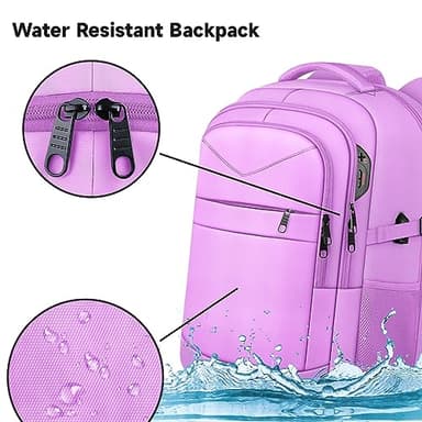Lapsouno Laptop Backpack, Travel Laptop Backpack, 15.6 Inch Carry on Backpack with USB Port, Anti Theft TSA Travel Bag for Women, College School Backpack for Women, Light Purple - Image 5