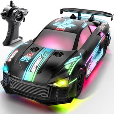 DODOELEPHANT RC Drift Car, 4WD, 2.4GHz Remote Control Vehicle with LED Lights, Drifting & Racing Tires, 2 Rechargeable Batteries, Gifts for Kids, Boys, Girls, Adults (Blue) - Image 1
