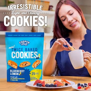 Cooper Street Twice-Baked Blueberry Lemon Biscotti Cookies (16 oz) – Over 50 Biscotti per Bag Loaded with Real Fruit, Italian Style Snacks Ideal with Coffee or Tea - Dairy, Peanut & Soy Free, Kosher - Image 4